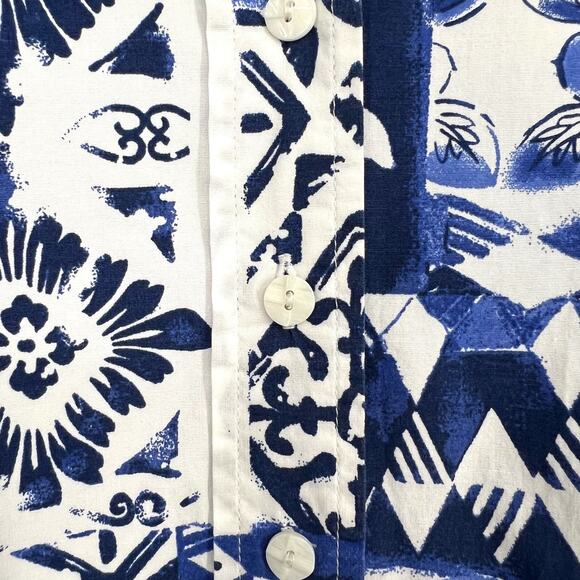 Coldwater Creek PXL Petite XL 18 Blue White Stretchy Blouse Shirt Top Nautical - Picture 4 of 8